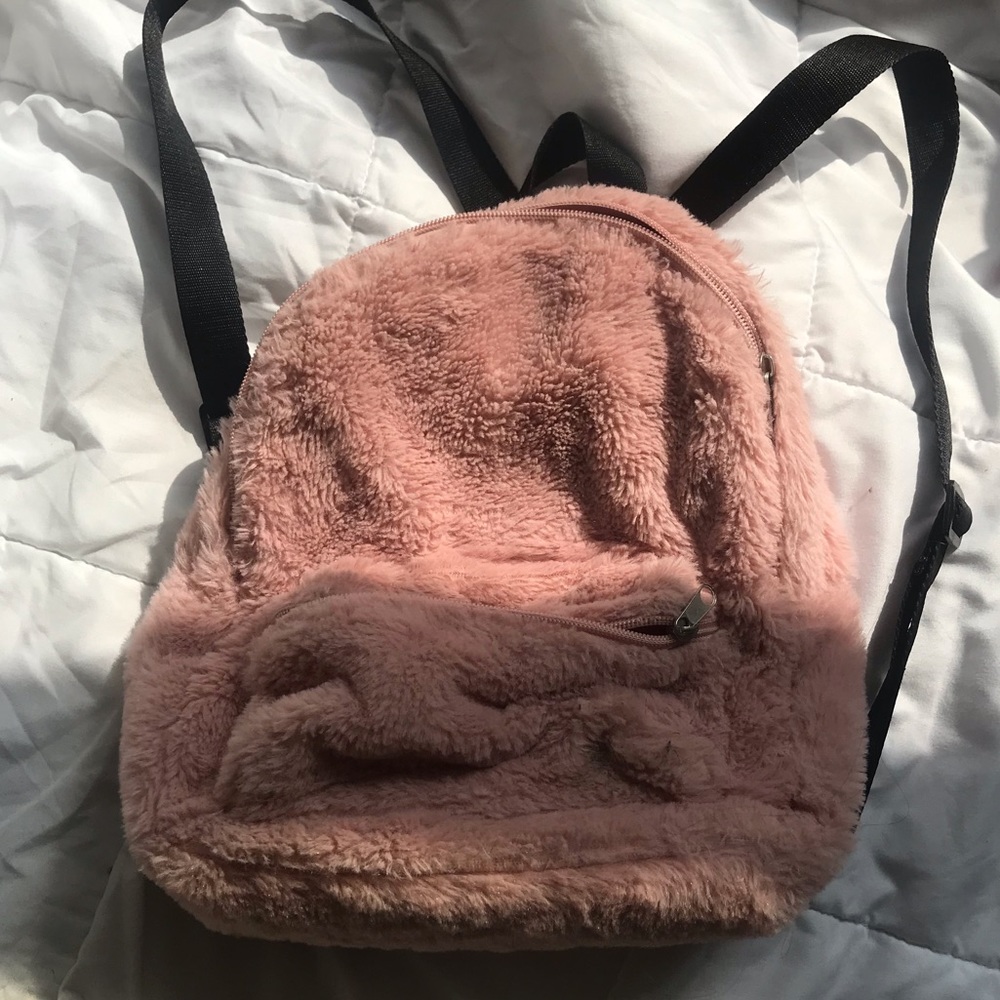 Small Pink Fluffy Backpack